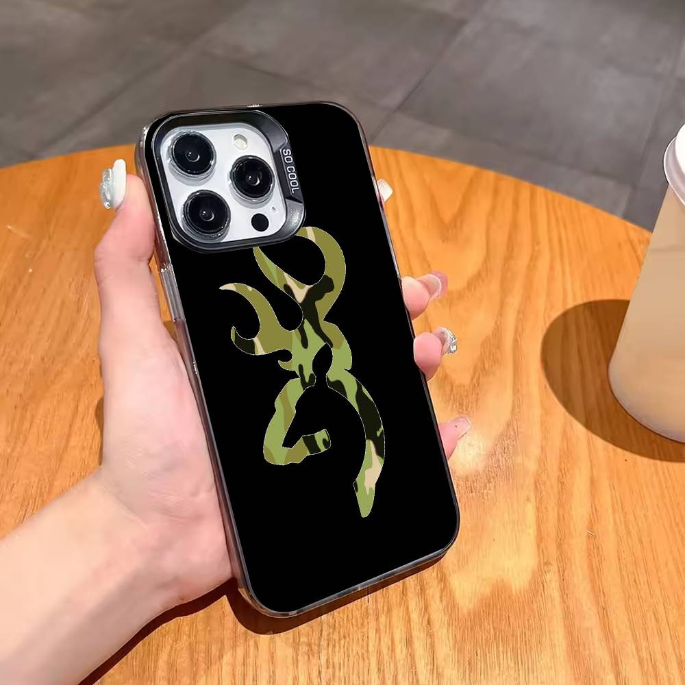 Cool B-BrowningS Huntings DEER Phone Case For iPhone 17,16,15,14,13,12,11 Plus,Pro Max,XS,Colored Silver Plated Inside Cover