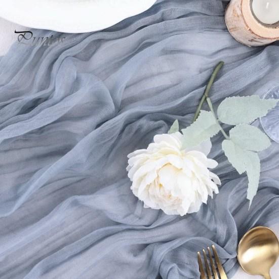 Aleer de masă pentru petrecere de nuntă Tifon în stil boem Plis de culoare uni rezistentă la pete Reutilizabil Protecție pentru masă Decorație de bal pentru banchet