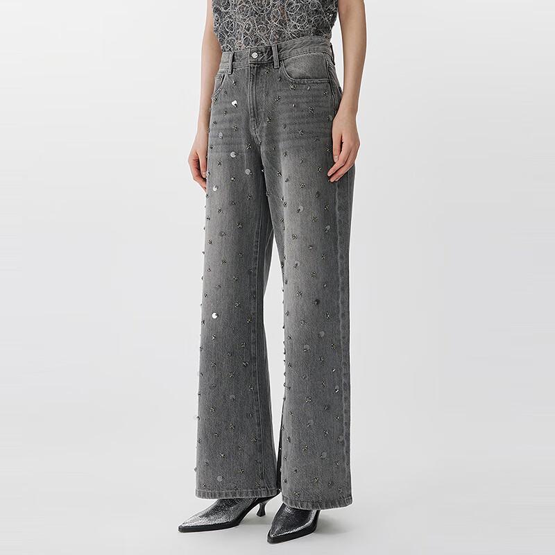 JNBY Women's 2025 Spring Cotton Wide-Leg Jeans