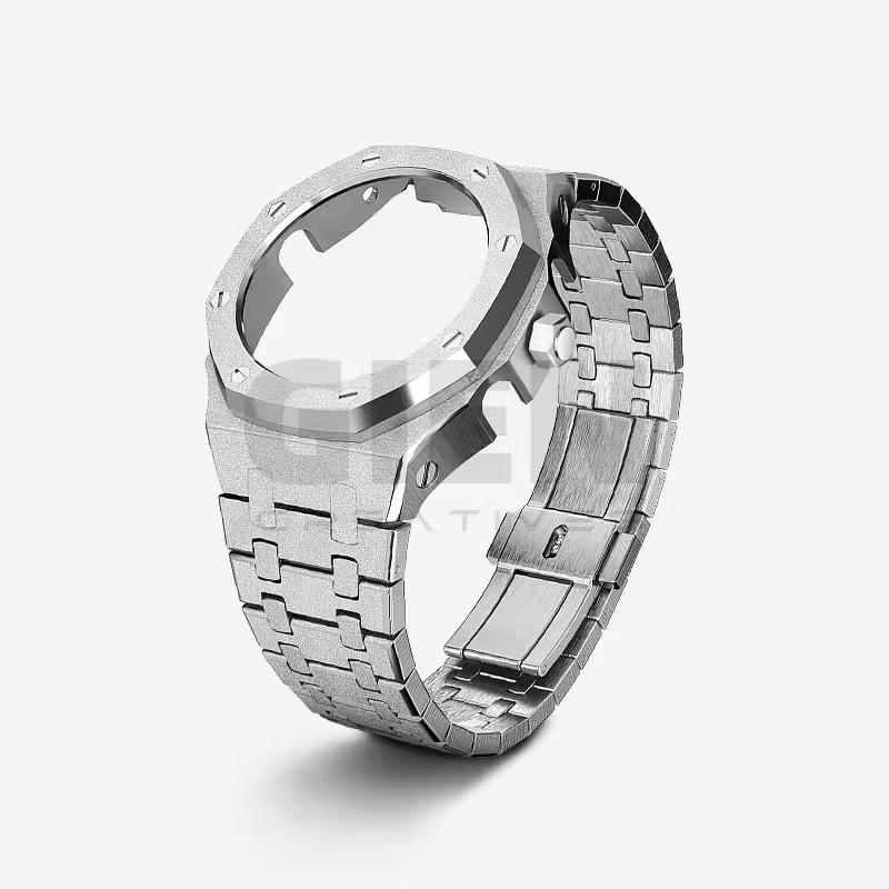 Voor Casio G-SHOCK Farm Oak GA2100/GA2110 Roestvrij Staal 316L Frost Goud Band Set GA-2100 GA-B2100 Metalen Kast Band Armband