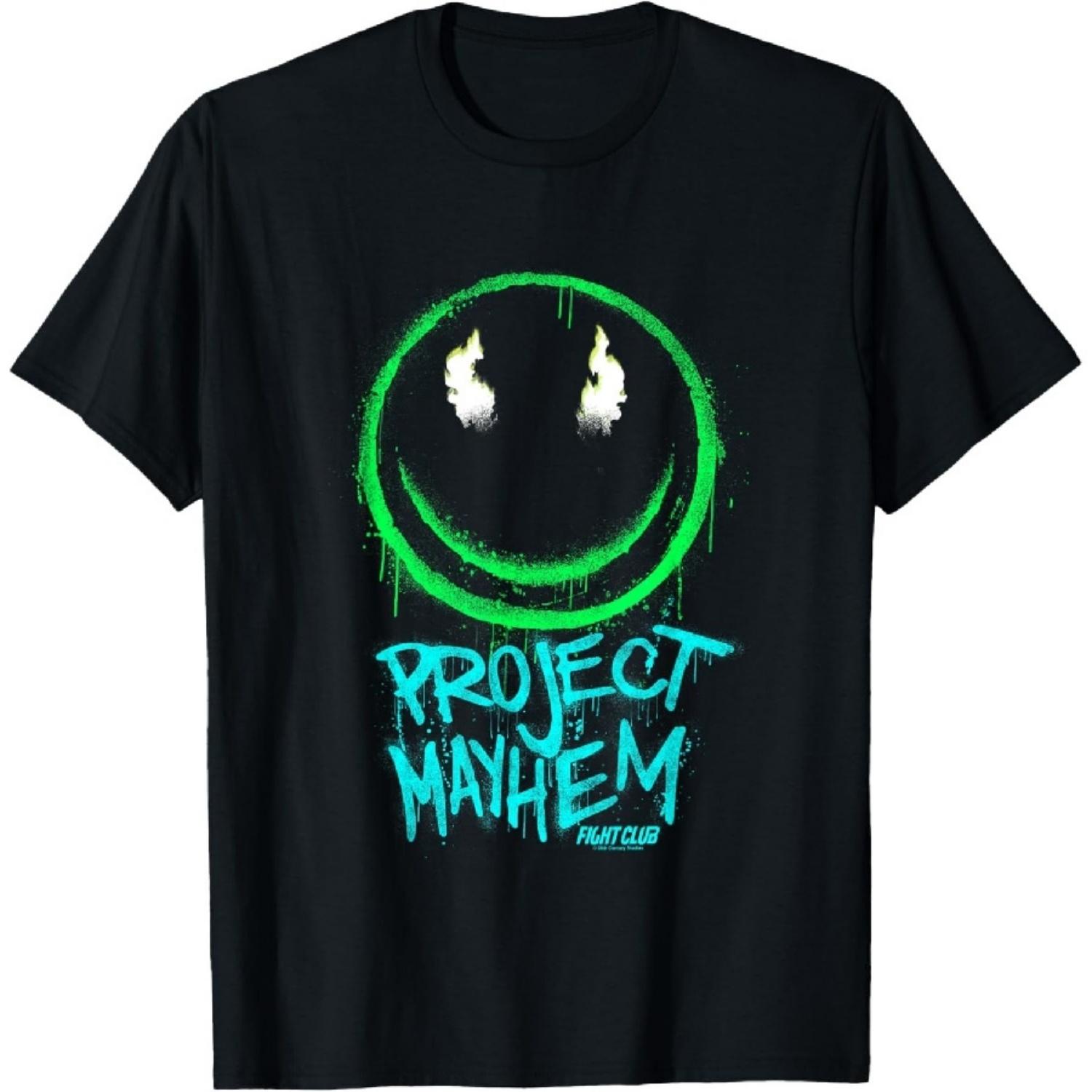 

Project Mayhem Smiley Face Spray Paint Neon Logo T-Shirt XXXXXL чорний