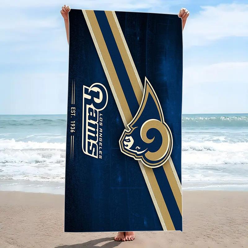 Los Angeles Rams Print Beach Towel, Large Soft Quick Dry Towel for Beach Camping Swimming