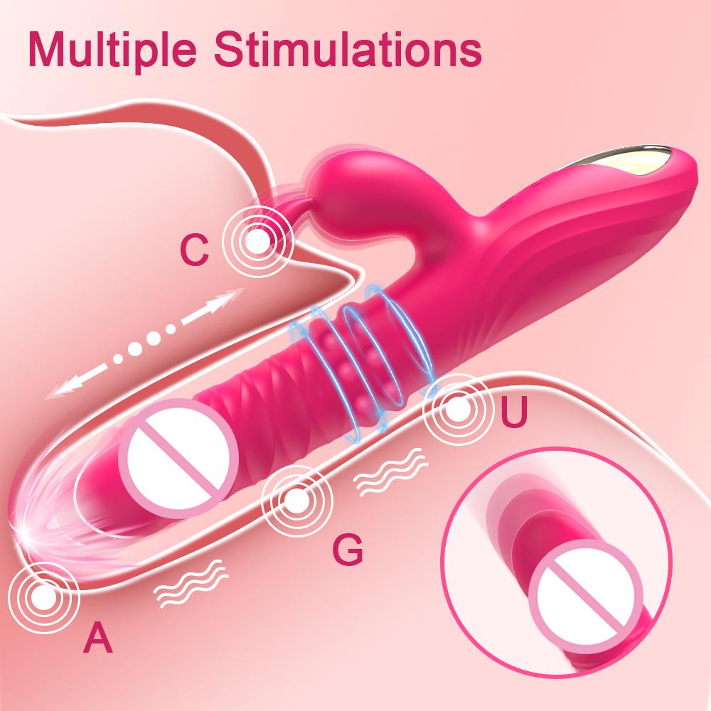Rabbit Vibrator Telescopic Vibration G Spot Clitoris Stimulator Dildo Vibrators Female Nipple Masturbation Sex Toys for Women