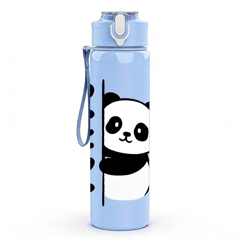 1PC Hugging Couple Panda Pattern 750ml Color Plastic Sports Water Bottle Leakproof Flip Straw Lid Suitable for Sports Office Home Use