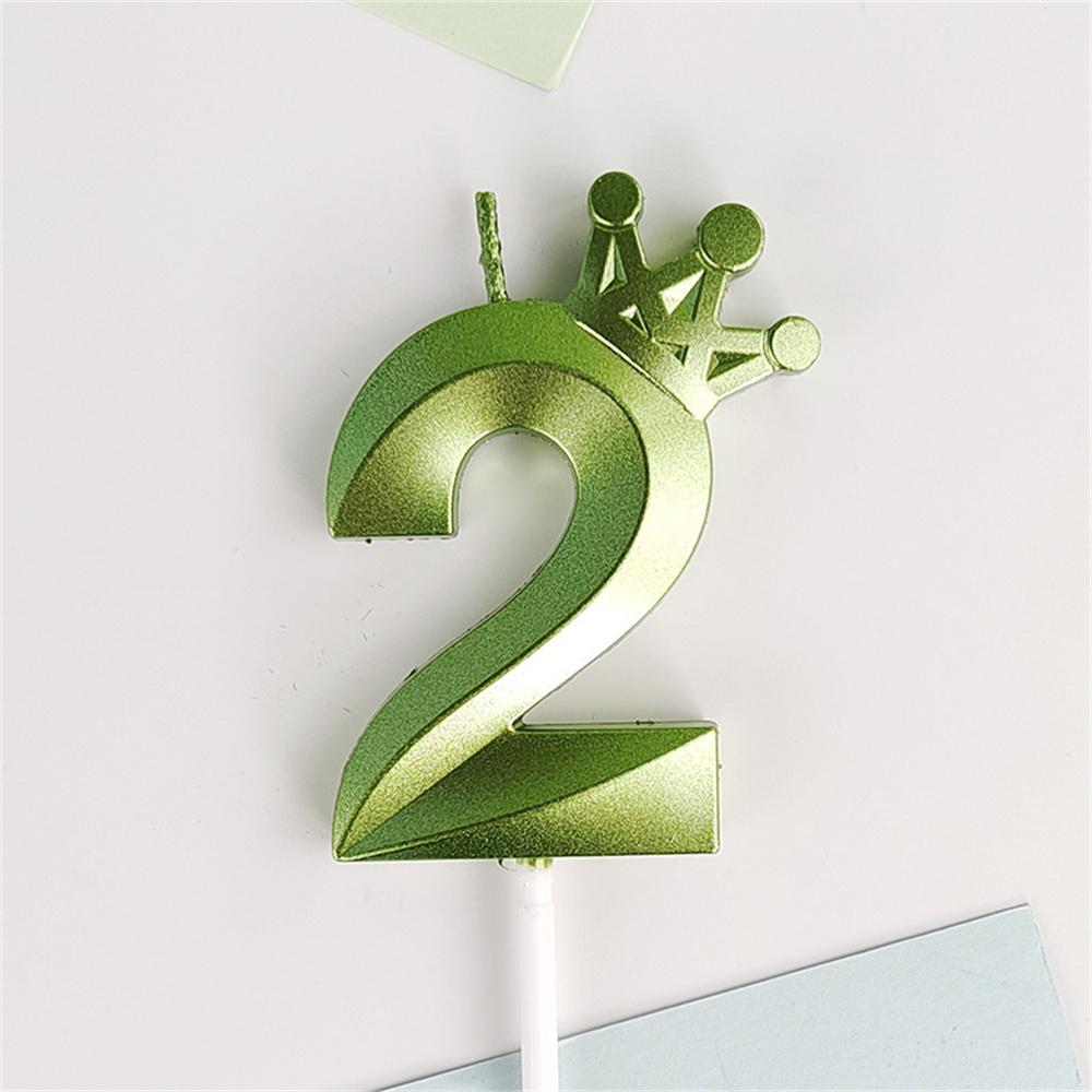 Green Crown Numbers Cake Candles 0 1 2 3 4 5 6 7 8 9 Topper For Wedding Birthday Party Supplies Decoration DIY