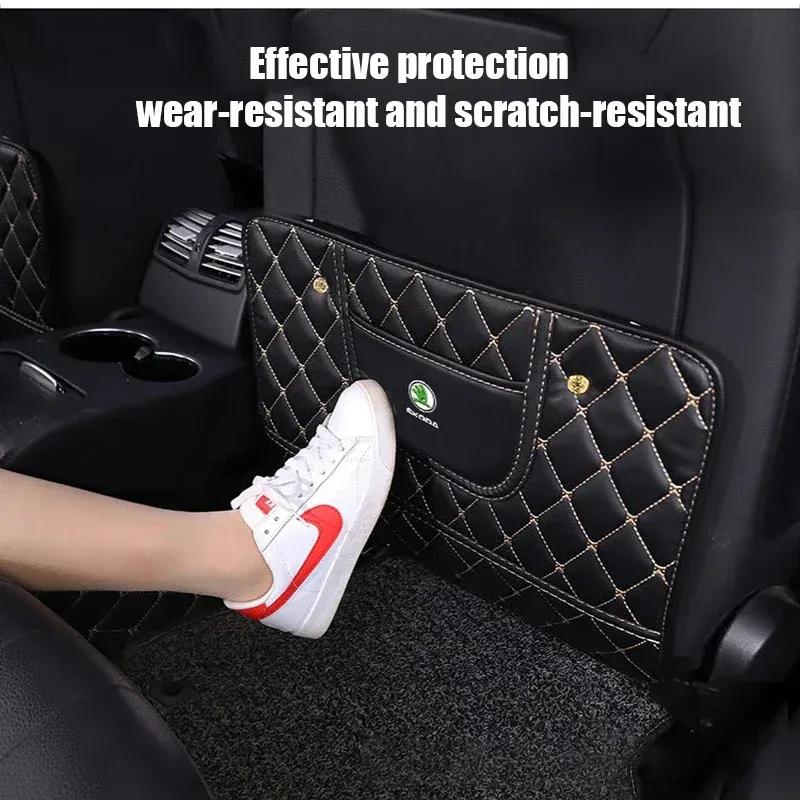 For Skoda  Octavia 2 A7 Tour RS Fabia 2 1 Rapid Kodiaq Superb Kamiq Car Anti-Child-Kick Pad Storage Bag Interior Accessories