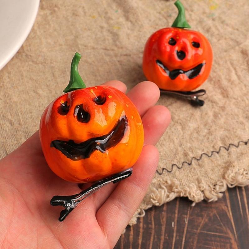 1Pair Pumpkin Hair Clips Halloween Hair Accessories Smiling Pumpkin Hair Barrettes Gothic Alligators Barrettes Gift