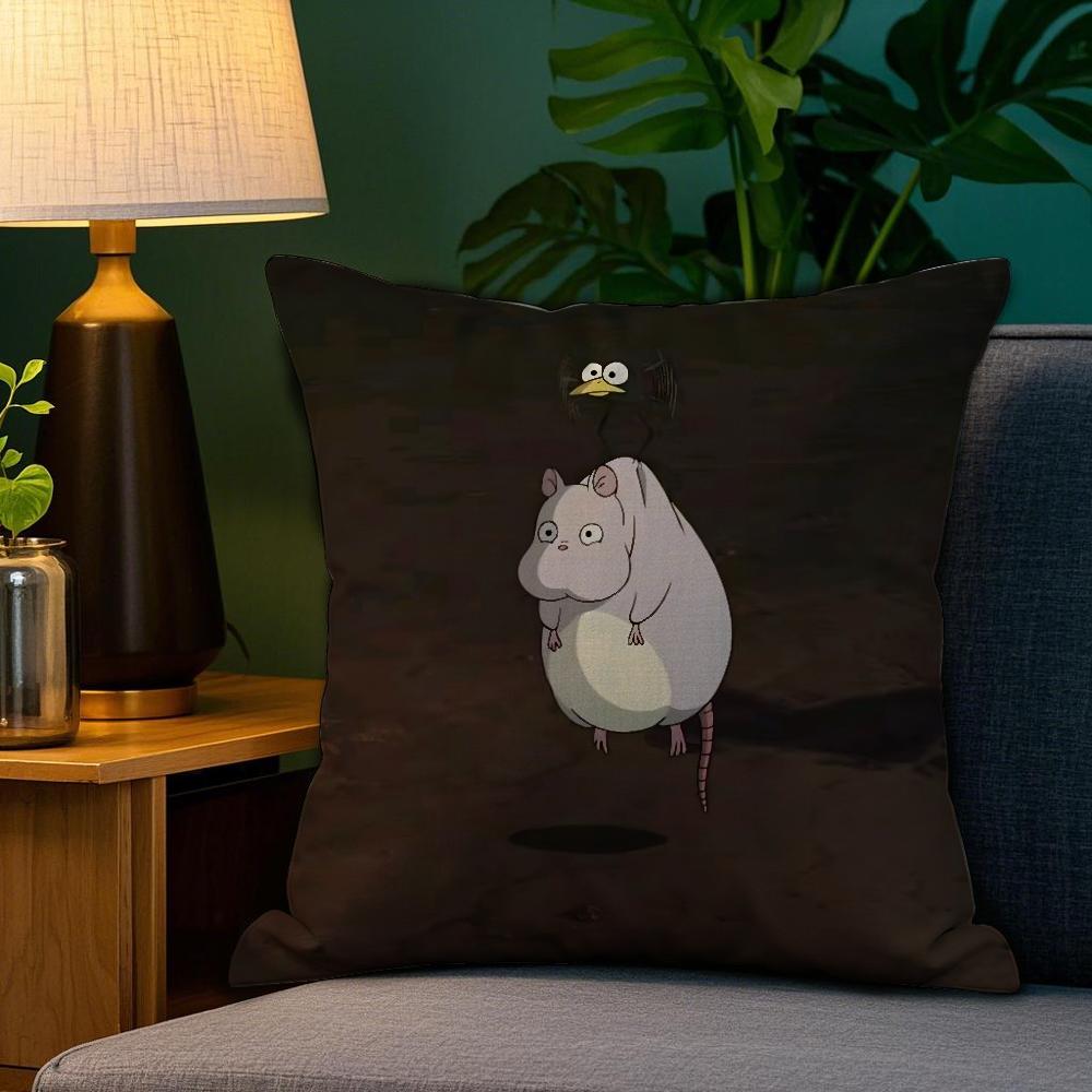 

S-Spirited A-Away Pillow Case Plush Fabric Soft Double Sided Print Sofa Cushion Cover Throw Pillow Covers 12x12Inch