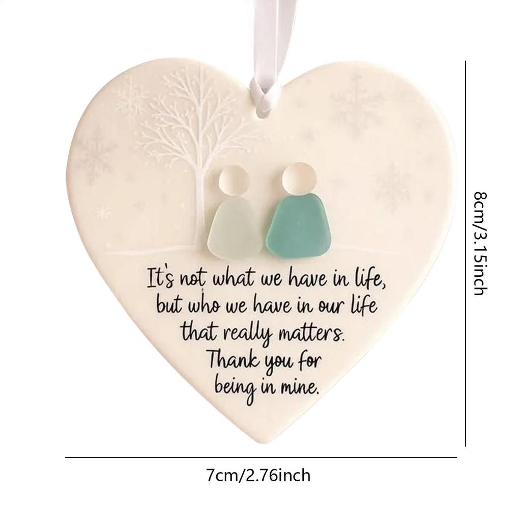 Friendship Heart Keepsake Decor Pendant Heart shaped sea glass friendship decoration for Beach Patio Home Garden Lawn Room