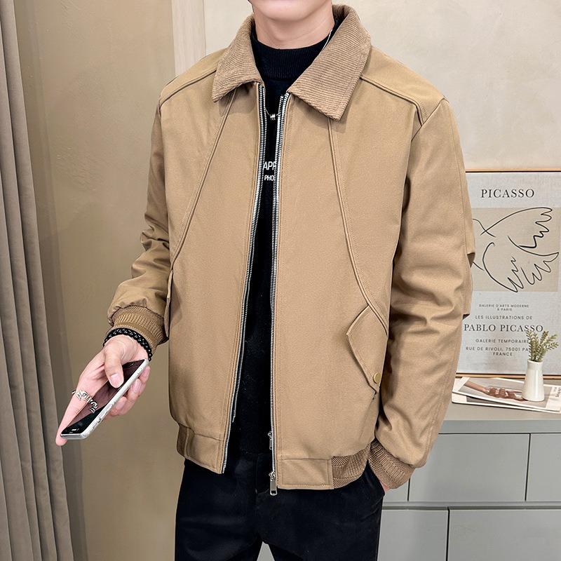 % White Duck Down Fake Two-piece Down Jacket Men's Winter Retro Loose Lapel Jacket Men's