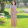 Yuzhaolin Women's New Chinese Style Summer Short Sleeve Two-Piece Set