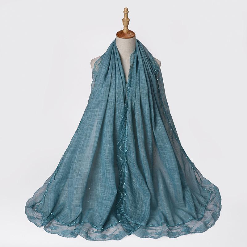

Solid Plain Lace Flower Patchwork Scarf for women Muslim Islamic Hijab Head Scarves Shawls Female Long Pashmina Headwear 85x180cm