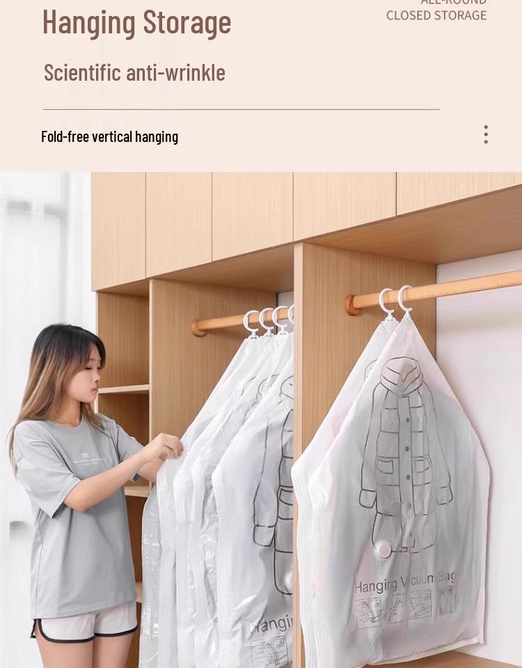 Závěsný vakuový kompresní úložný vak na oblečení a prošívané přikrývky - Černá technologie