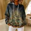Women's Loose Comfortable Casual Fashion V-Neck Christmas Print Long Sleeve Hoodie