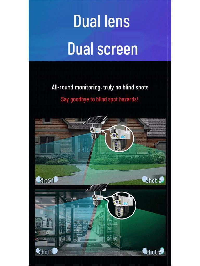 V380 Solar Binocular Camera: Waterproof, Dual-Light Night Vision with WIFI/4G Remote Monitoring