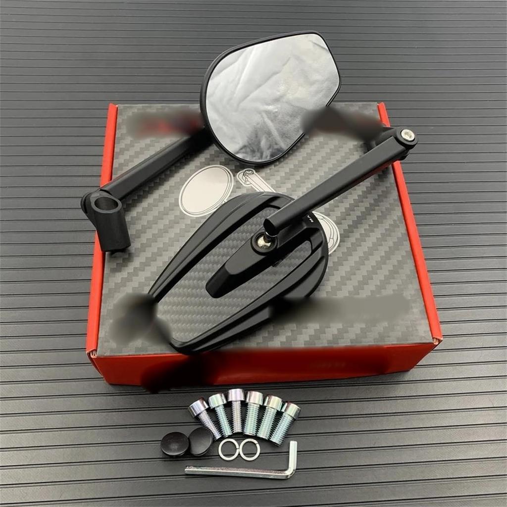 True Carbon Fiber Motorcycle Mirror Scooter E-Bike Rearview Mirror Electric Motorcycle Back Side Convex Mirror 8mm 10mm(B2)