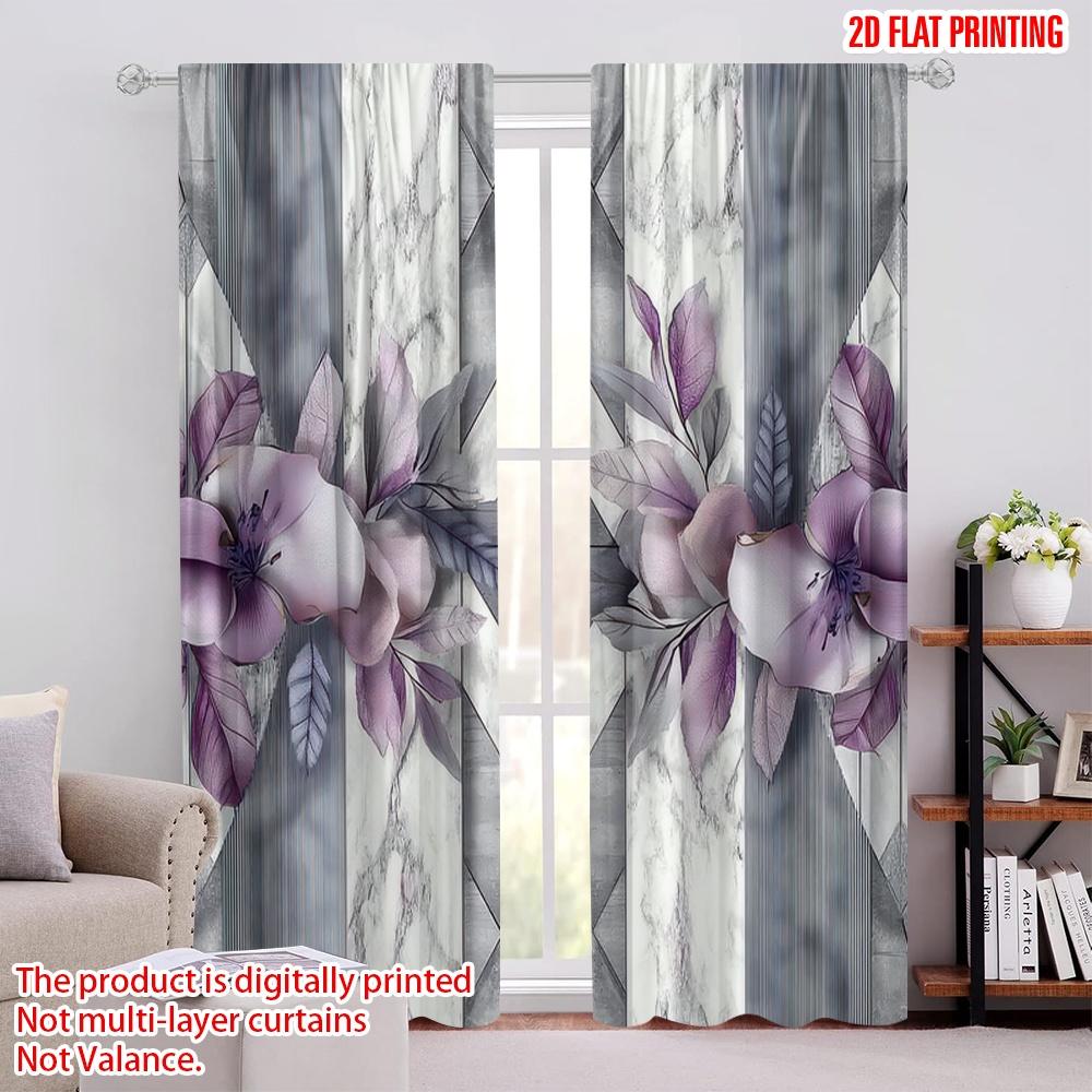 

2D плоская печать 2 шт. Шторы Геометрический цветочный Блэкаут Полиэстер Украшения для вечеринок Подходят для всех случаев украшать 52.50 × 116.00 cm 2 pcs