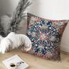 Vintage Boho Floral Print Throw Pillow Cover 18x18 - Orange, Blue, Teal - Retro Rust Floral Decor Pillowcase | Indoor Outdoor Cushion Case for Sofa