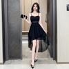 White Suspender Tube Top Dovetail Dress Female Irregular Mesh Medium and Long Dress Party Performance Certificate Atmosphere Skirt Female