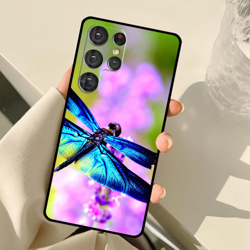 Luxury Dragonfly Case For Samsung Galaxy S22 Ultra S21 S20 S24 S25 Ultra S9 S10 Plus S23 FE S25 FE Back Cover