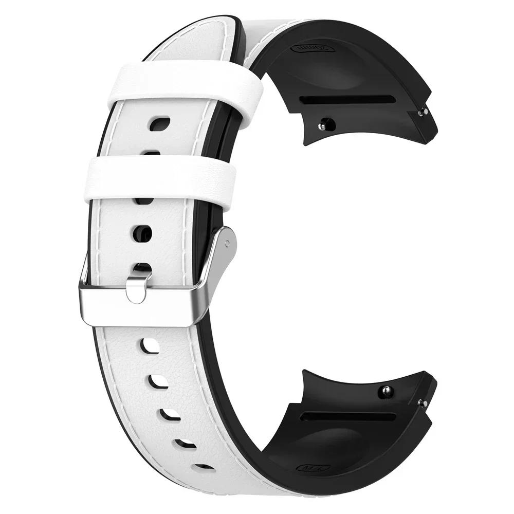 Silicone Leather Bracelet For Samsung Galaxy Watch 7 6 5 Pro 40mm 44mm Band Watch 6 4 Classic 47/43/46mm Strap Correa Watchband