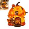 Halloween-Dekoration Lampe Leuchtend Harz Kürbis Haus Figur, Hütte Nachtlicht, Gemütliche Herbsternte Tischdekoration für Zuhause Party Fensterdekoration