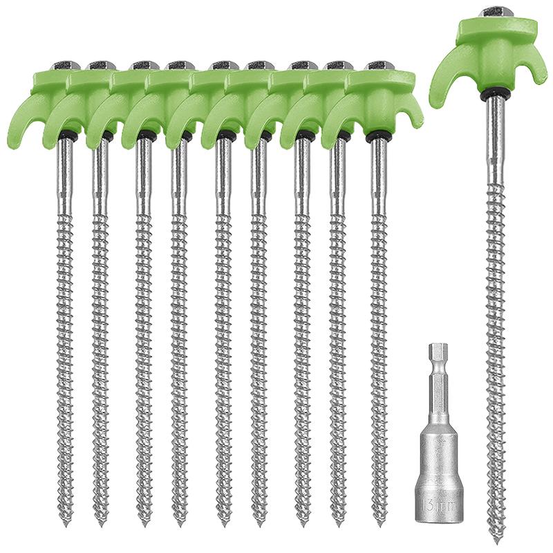 New Heavy Duty Spiral Screws With Hex Socket Stakes Ground Anchors Camping Stakes Tent Ground Nail Screw For Camping Tent Pegs