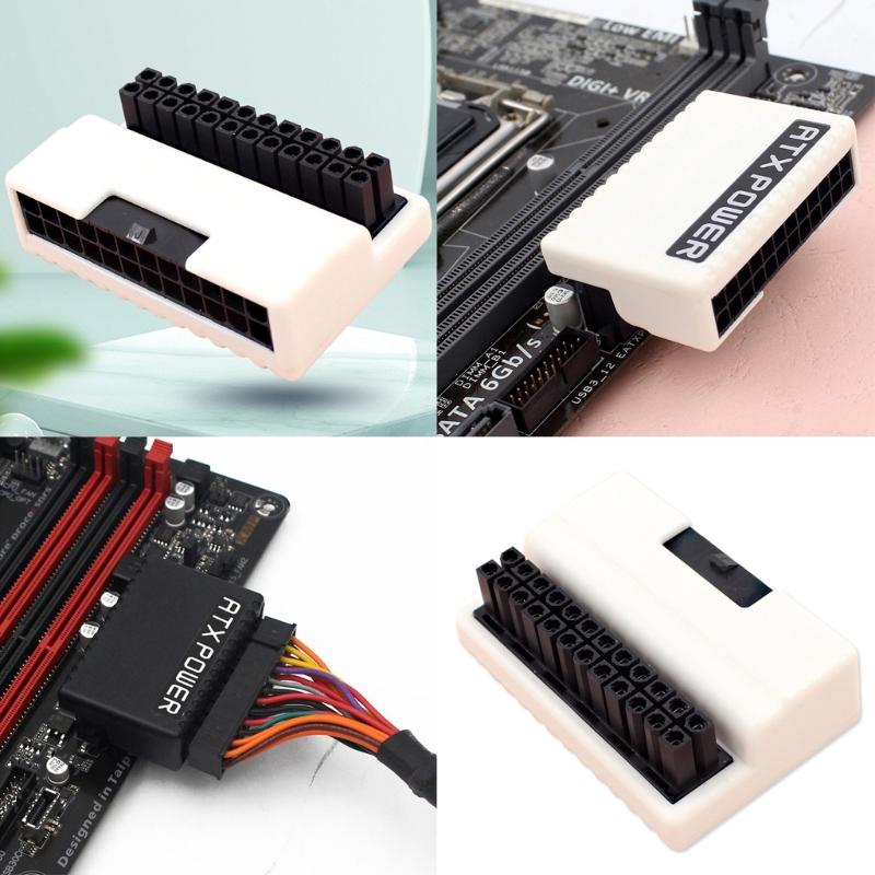 Adapter zasilania 24-pinowy żeński na 24-pinowy męski, kątowy 90 stopni, złącze mostkujące do zasilania komputera stacjonarnego