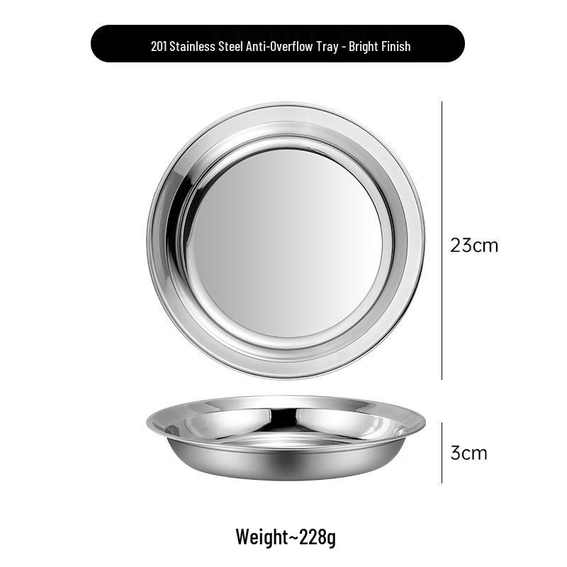 Xuanbo 304 Stainless Steel Anti-overflow Flat-bottom Round Steaming and Prep Plate