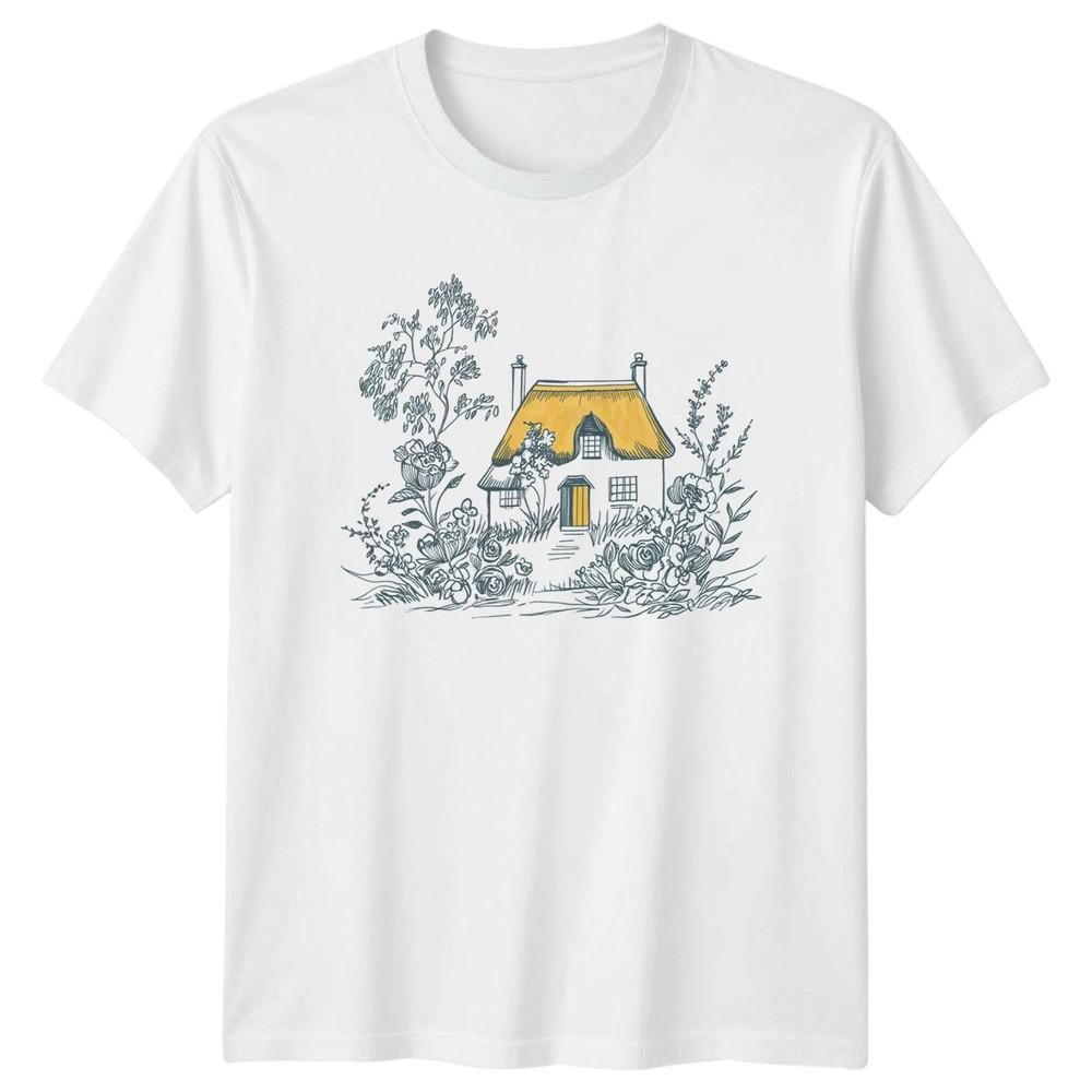 English Cottage With Flowers And TShirt Countryside Gift For Him And Her S