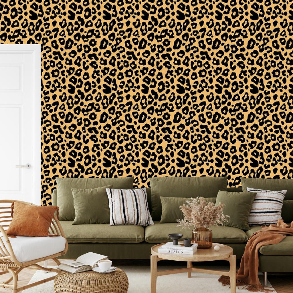 Animal Skin Wallpaper Ochre, Gold and Black for Living Room and Bedroom 50x1000
