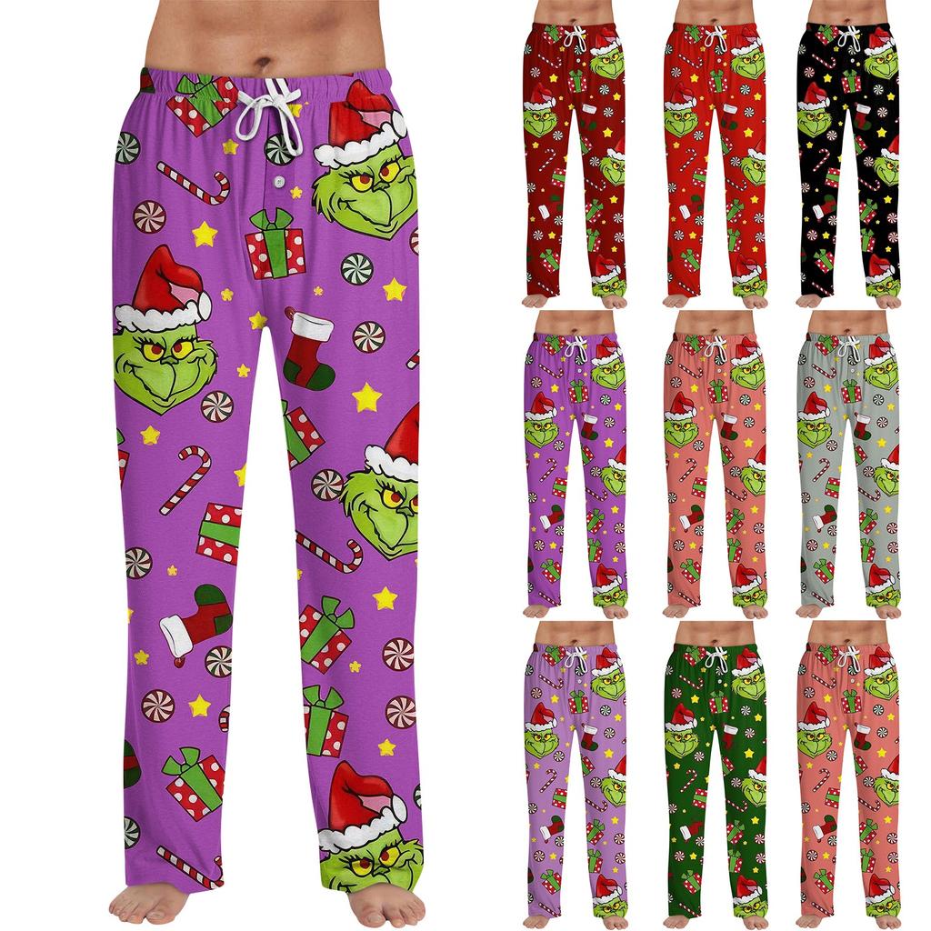 Men's Allover Printed Home Pants Sleeping Pajama Pants Long Pants Pajama Pants