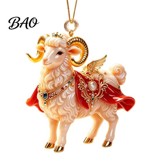 Seasonal Party Favors 2D Flat Christmas Sheep Hanging Ornament with Lanyard, Acrylic Xmas Ornaments Tree Pendant for Home Festive Decor And