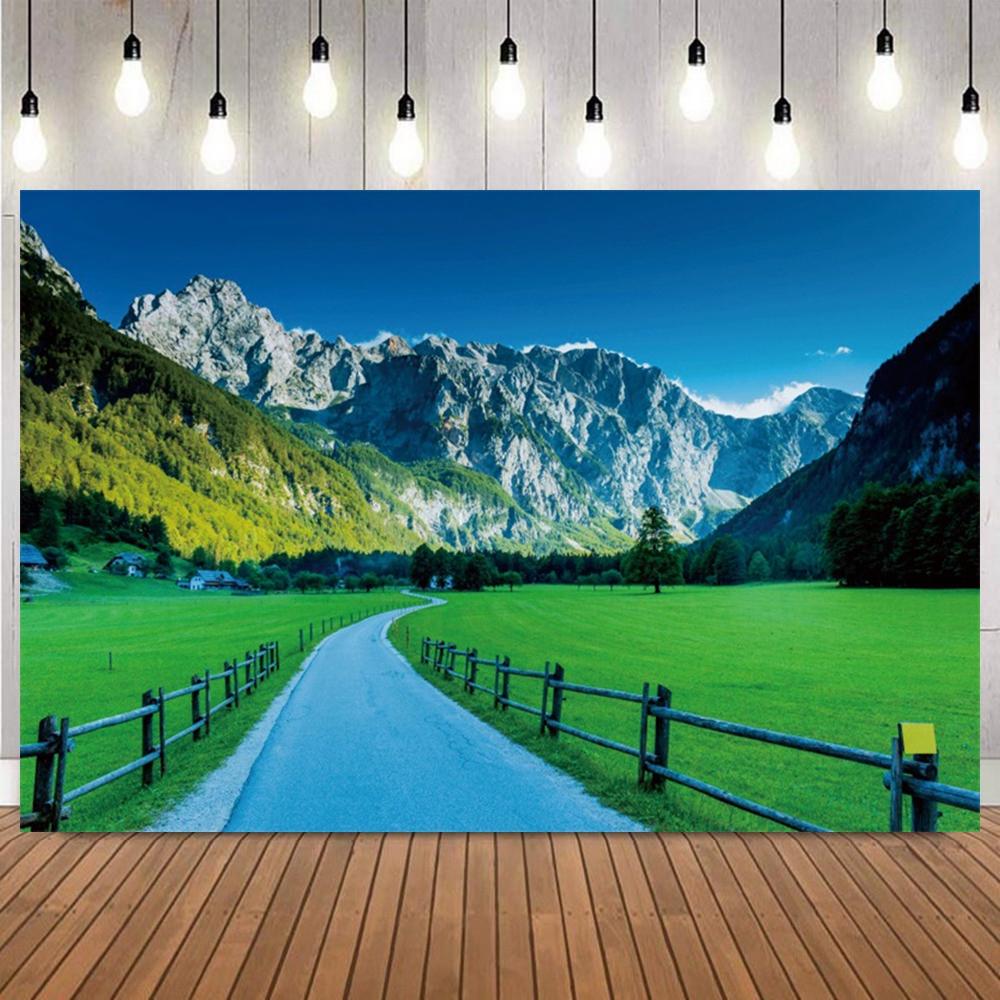 Spring Mountain Forest River Scenery Photo Backdrop Nature Landscape Portrait Shooting Home Decor Photography Background13