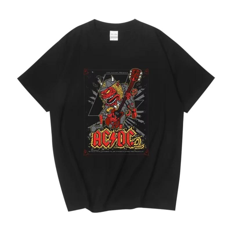 European and American Heavy Metal Rock AC DC Band Dark Hiphop Shortsleeved Tshirt Parentchild Clothing Trendy Loose Clothes