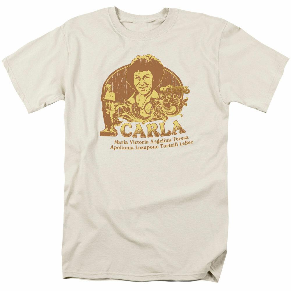 Cheers Carla T Shirt Mens Licensed Classic TV Merchandise Carla Tortelli Cream XL