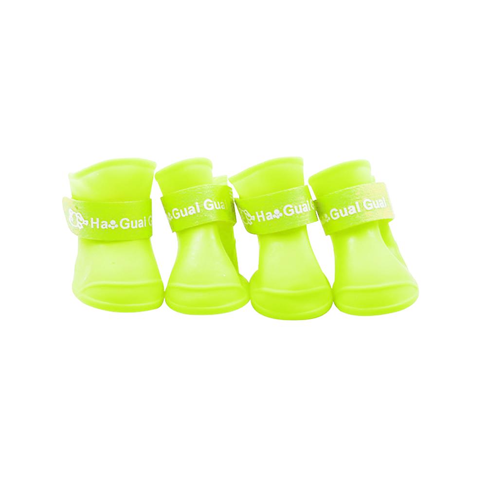 4PCS Soft Silicone Pet Rain Shoes Anti-slip Wear-resistant Dog Rain Boots Jelly-coloured Golden Pet Outdoor Waterproof Shoes