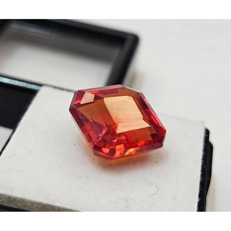 Orange Color Sapphire 10 Ct Square Cut Beautiful Certified Loose Gemstone