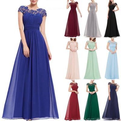 Vestido de Dama de Honra de Renda para Noite - Roupas Femininas Estilo Europeu e Americano