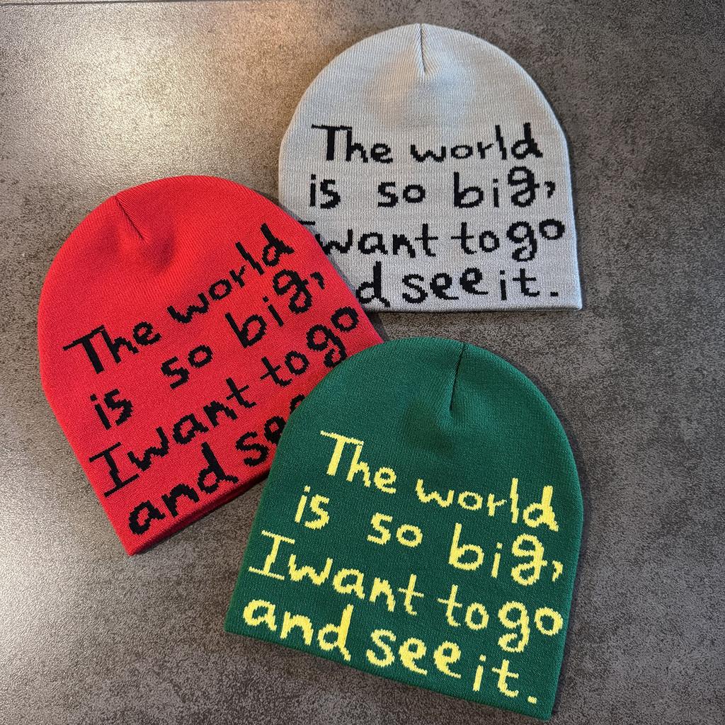 Unisex Knit Letter Hat With No Brim For Fall Winter Insulation And Sun Resistance