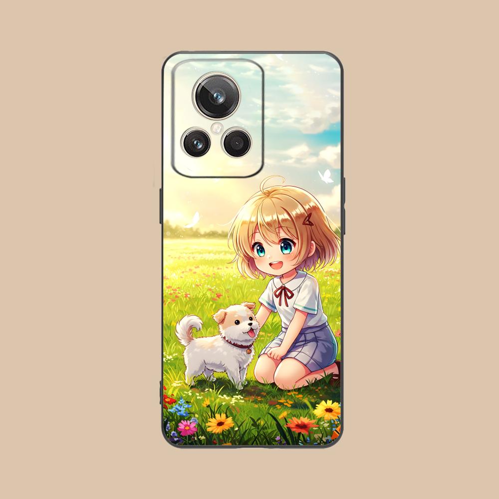 Girl Dog Puppy Matte TPU Mobile Phone Case for Realme GT 8 Neo Pro C75 73 71 C67 65 C55 53 C35 31 C20 15 Colorful Cover