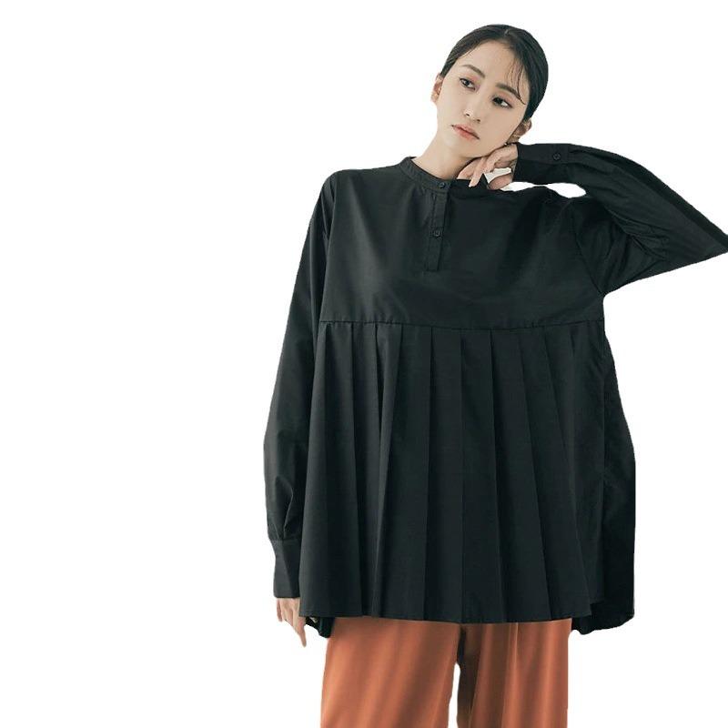 Jarní a letní volná ležérní plisovaná košile dámská střední a dlouhá spodní dámská košile nová