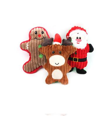 3 Stück Christams Plüsch Hundespielzeug Set für Welpen Langlebiges Stofftier Plüsch Kauspielzeug mit Quietschgeräusch Zähne Spielzeug Geschenk