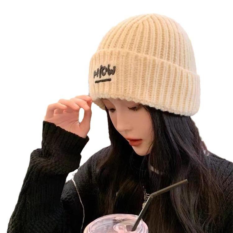 Knitted Hat Autumn and Winter Style Women's Wool Hat Showing Face Big Head Circumference  Versatile Hat Ear Protection and Warm Korean Wool Hat