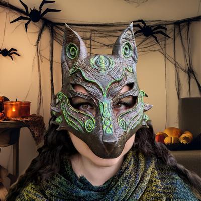 Fox Masque for Adults Wolf Animal Half Face Masque Halloween Party Cosplay Masquerade Costume Accessory