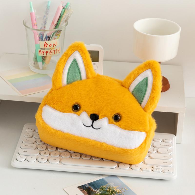 Duża pojemność kreatywny piórnik lis kreskówka słodki pluszowy artykuły piśmiennicze uczeń wielofunkcyjna torba do przechowywania zabawny piórnik