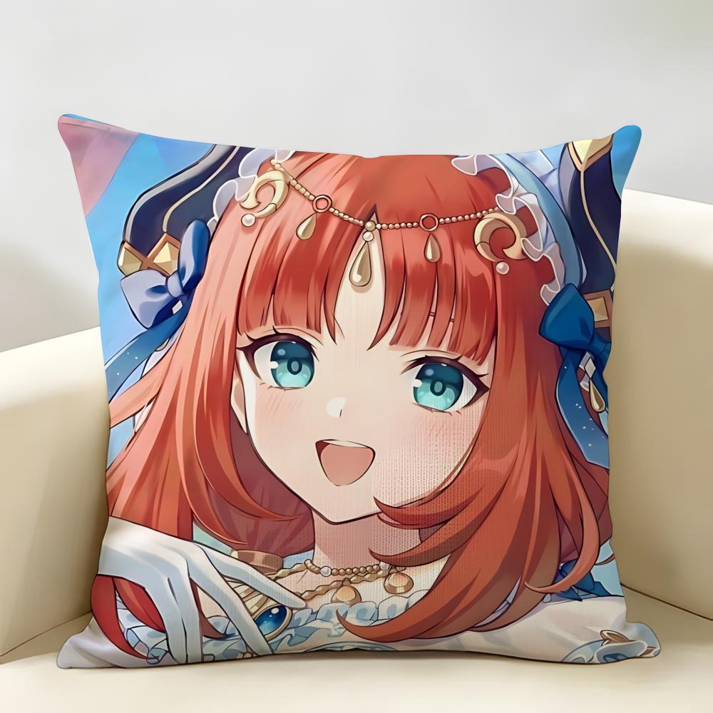 Nilou Genshin Impact Cushion Cover Natural Linen Organic Fabric DoubleSided Printing Room Sofa Decor Pillow Case