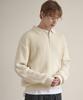 ESN Punched Collar Neck Half-Zip Knit Cream