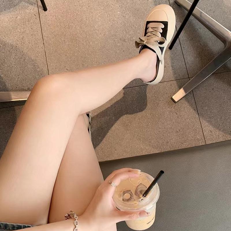 Campus Diary~ Summer Fresh Round Head Satin Thick Lace-Up Platform White Shoes Women