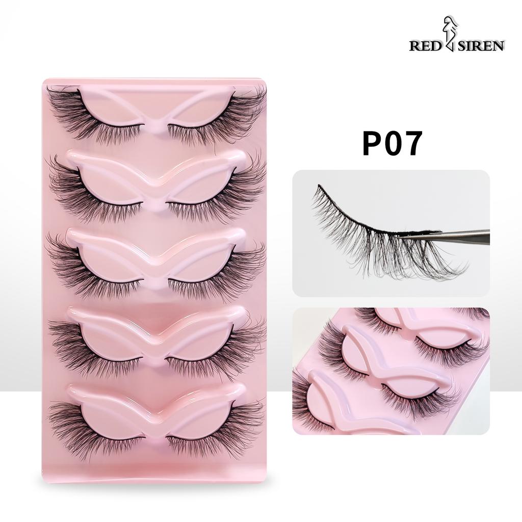 RED SIREN Cat Eye Lashes 5 Pairs Winged Wispy Natural False Eyelashes Makeup Fox Eye Faux Mink Eyelashes
